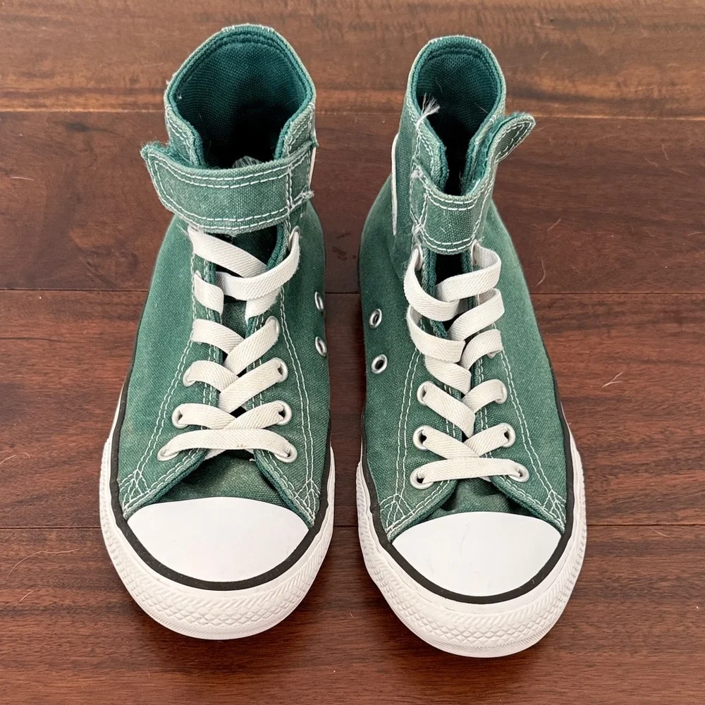 Converse High Top Sneakers — Green Canvas with White Accents